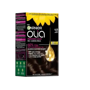 Vopsea de par permanenta fara amoniac 4.0 Dark Brown Olia, 174ml, Garnier