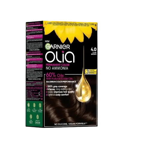 Vopsea de par permanenta fara amoniac 4.0 Dark Brown Olia, 174ml, Garnier — preț și oferte