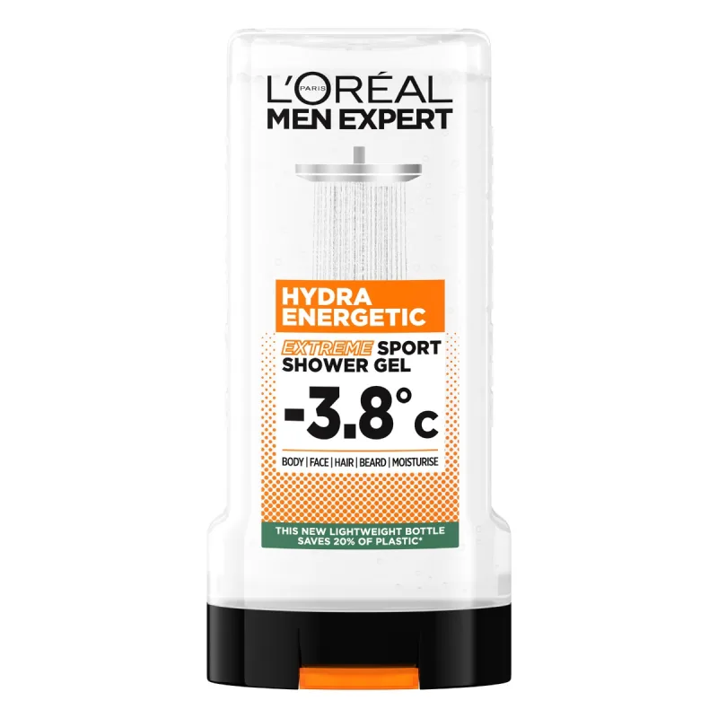Gel de dus pentru fata, corp si barba Hydra Energetic Extreme Sport, 300ml, L'Oreal Men Expert — preț și oferte