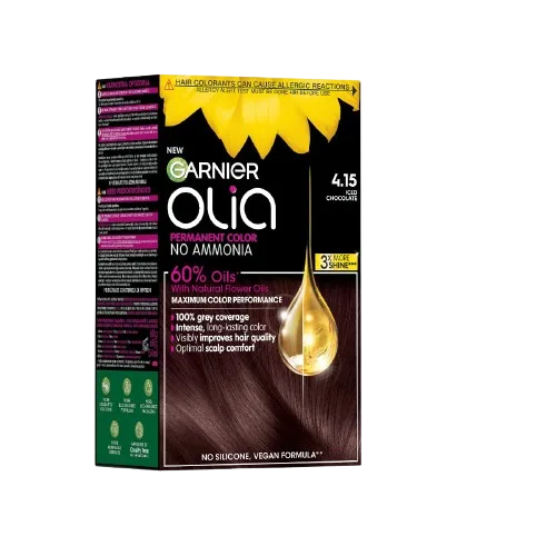 Vopsea de par permanenta fara amoniac 4.15 Iced Chocolate Olia, 174ml, Garnier — preț și oferte