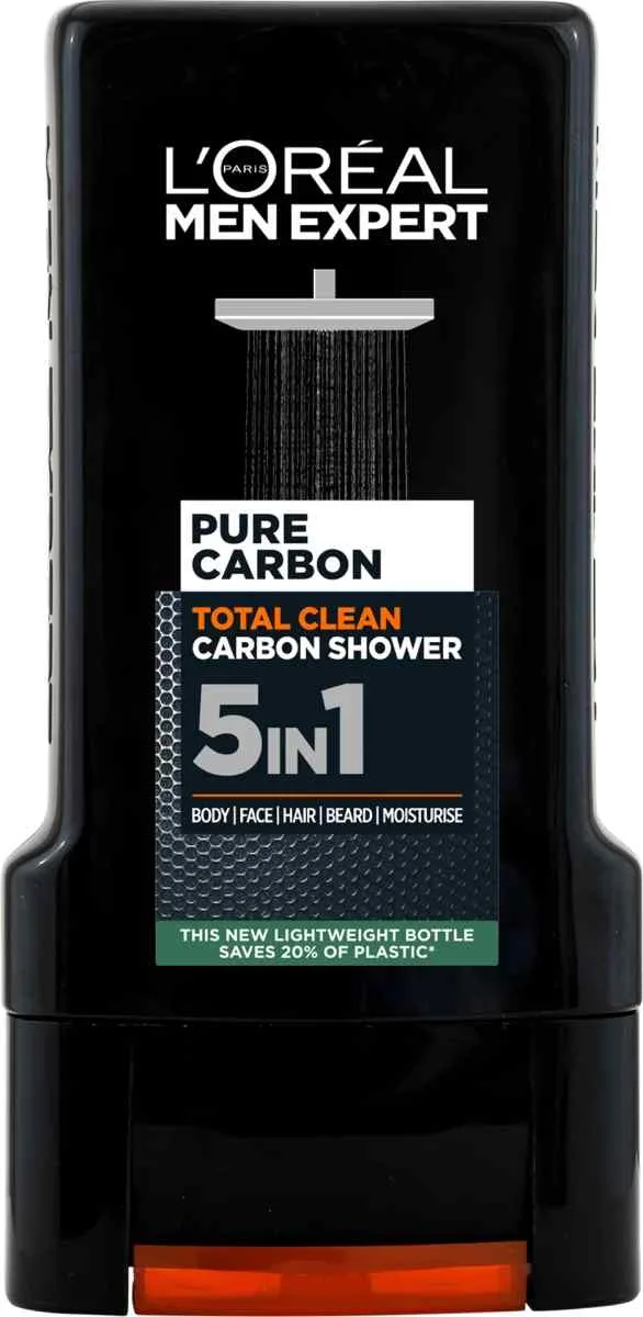 Gel de dus 5 in 1 pentru barbati Pure Carbon, 300ml, L'Oreal Men Expert — preț și oferte
