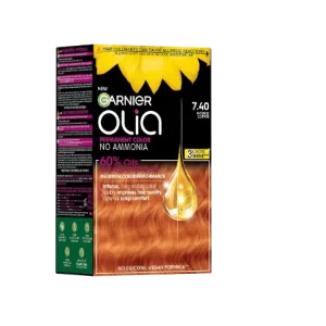 Vopsea de par permanenta fara amoniac 7.40 Intense Copper Olia, 174ml, Garnier