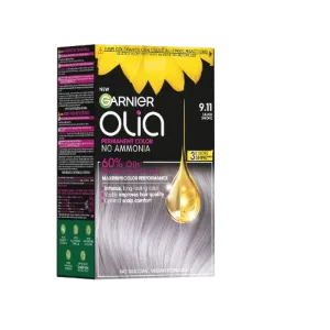 Vopsea de par permanenta fara amoniac Olia 9.11 Silver Smoke, 174ml, Garnier