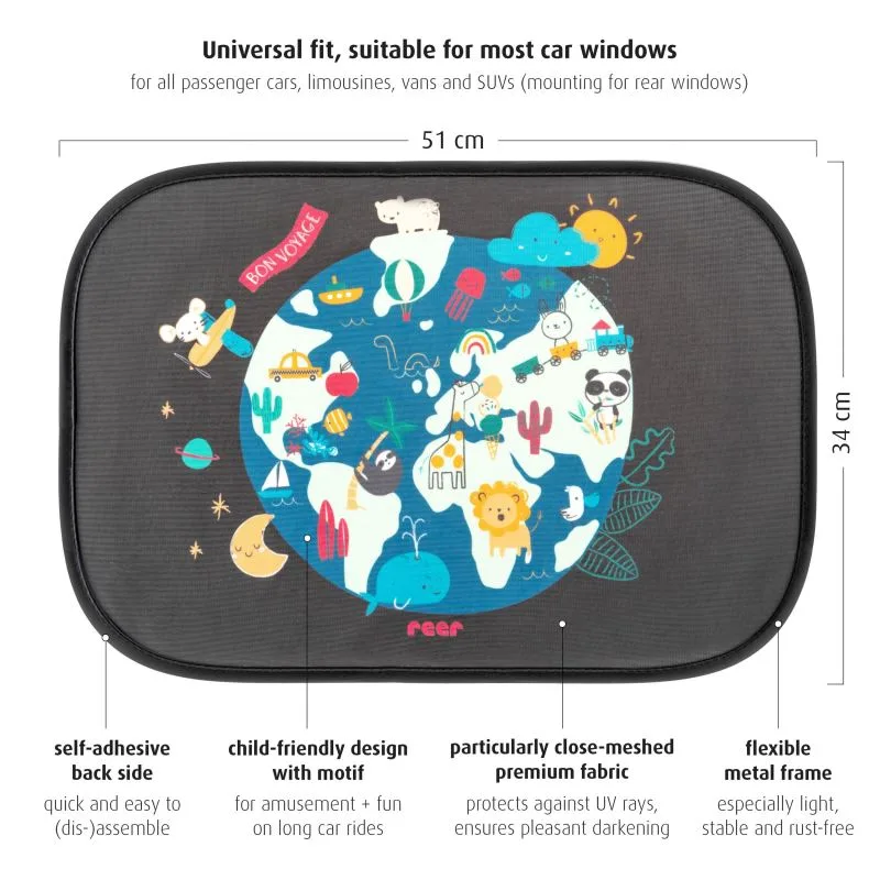 Set 2 parasolare auto cu lipire fara ventuze Travelkid Sun, 1 bucata, Reer — preț și oferte