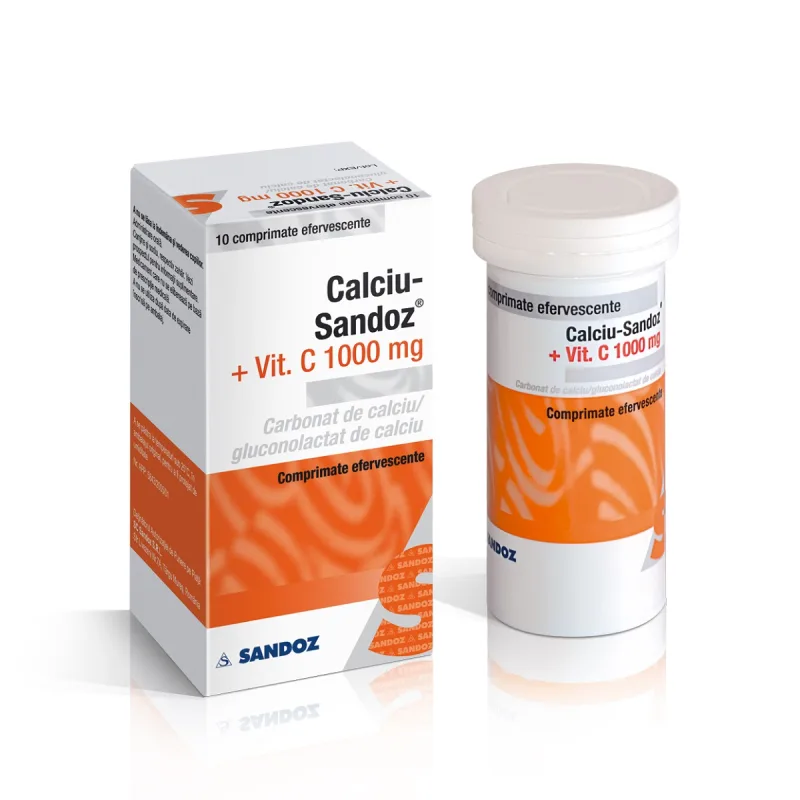 Calciu cu Vitamina C 1000 mg, 10 comprimate, Sandoz — preț și oferte