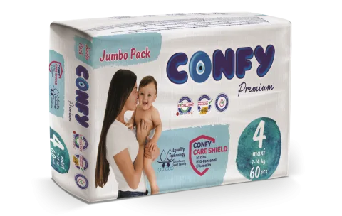 Scutece copii pentru 7 - 14kg Nr.4 Premium Maxi, 60 bucati, Confy — preț și oferte