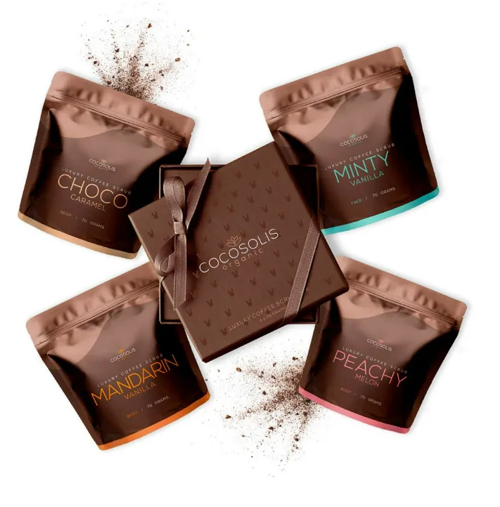 Cutie cu 4 scruburi Luxury Coffee Scrub Box, 280ml, Cocosolis — preț și oferte