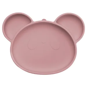 Farfurie din silicon cu ventuza Panda Old Rose 6 luni+, 1 bucata, Appekids