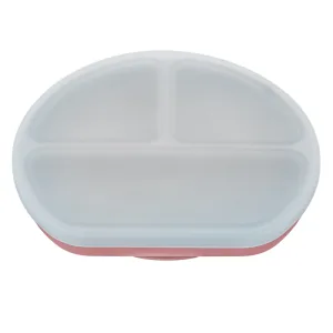 Farfurie compartimentata din silicon cu ventuza si capac  Old Rose 6 luni+, 1 bucata, Appekids