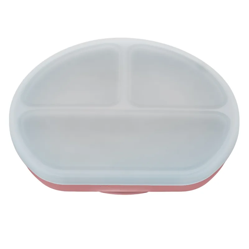Farfurie compartimentata din silicon cu ventuza si capac  Old Rose 6 luni+, 1 bucata, Appekids — preț și oferte