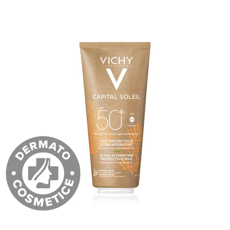 Lapte pentru protectie solara SPF 50+ pentru fata si corp conceput sustenabil Capital Soleil, 200ml, Vichy — preț și oferte