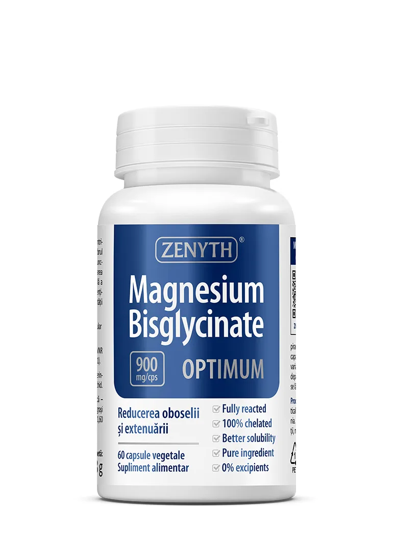 Magnesium Bisglycinate Optimum 900mg, 60 capsule vegetale, Zenyth — preț și oferte