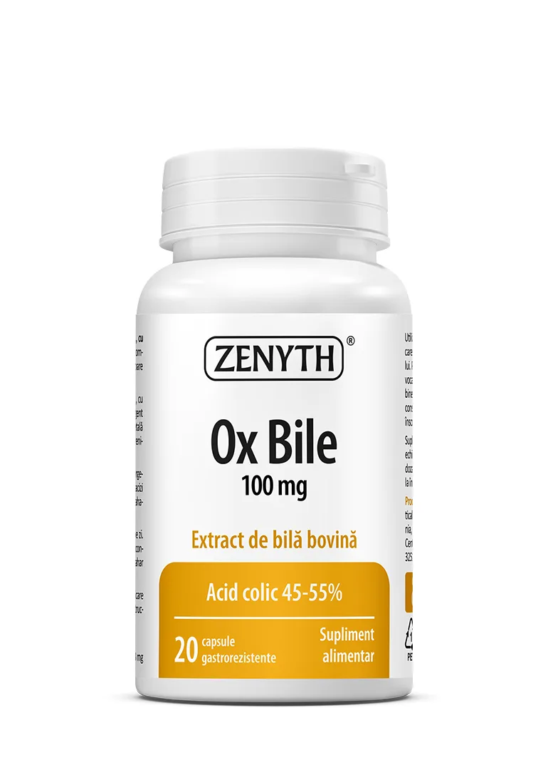 Ox Bile 100mg, 20 capsule gastrorezistente, Zenyth — preț și oferte
