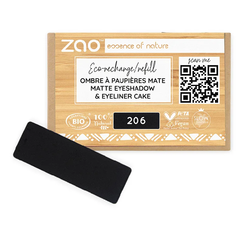 Fard de pleoape mat, 206 Black, Zao ZAO ORGANIC MAKEUP — preț și oferte