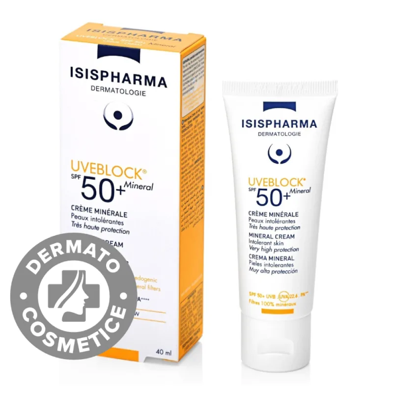 Crema cu protectie solara Mineral SPF50+ UVEBLOCK, 40ml, Isis Pharma — preț și oferte
