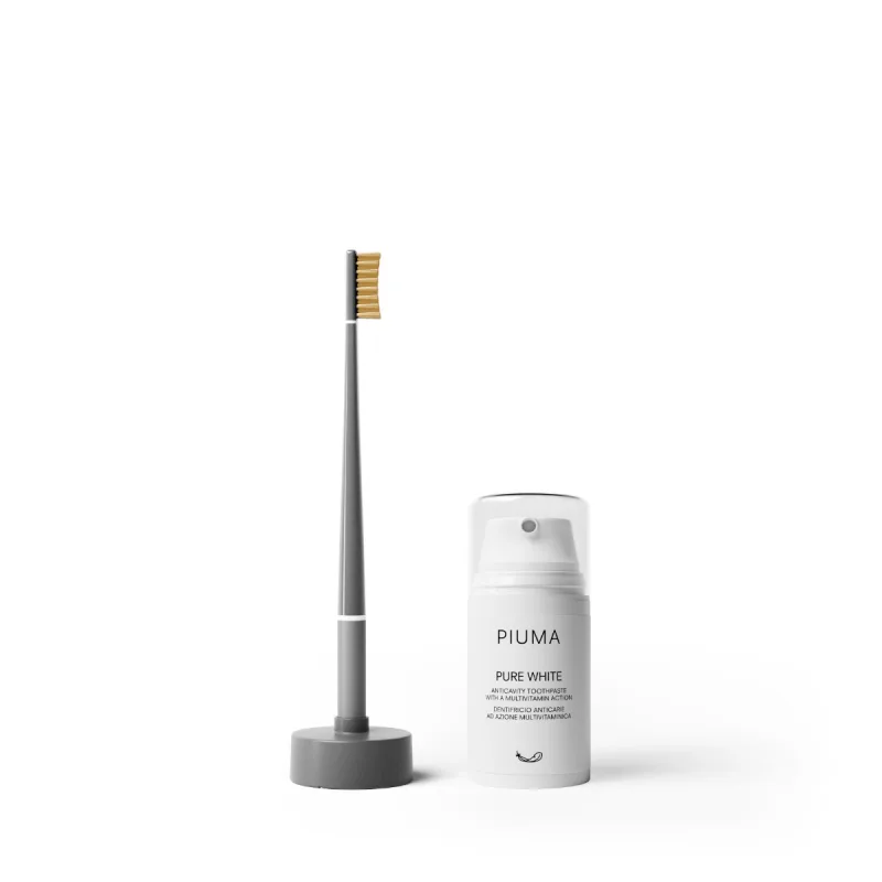 Set Pasta de dinti + Periuta Gold Asphalt Grey, 75ml, Piuma — preț și oferte