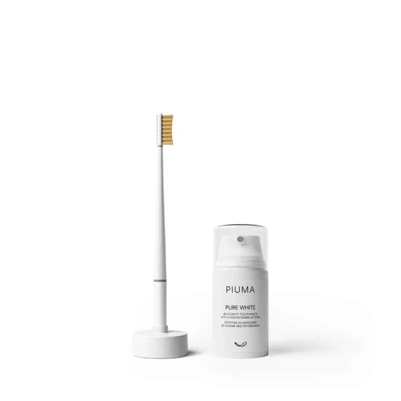 Set Pasta de dinti + Periuta Gold Pure White, 75ml, Piuma — preț și oferte