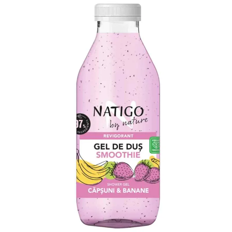 Gel de dus cu capsuni si banane Smoothie, 400ml, Natigo By Nature — preț și oferte