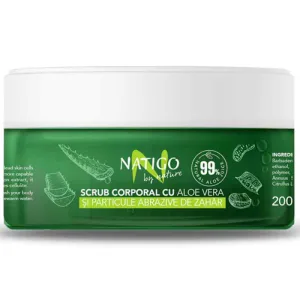 Scrub corporal cu zahar si aloe vera, 200ml, Natigo By Nature