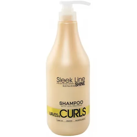 Sampon pentru par ondulat Waves & Curls, 1000ml, Sleek Line — preț și oferte