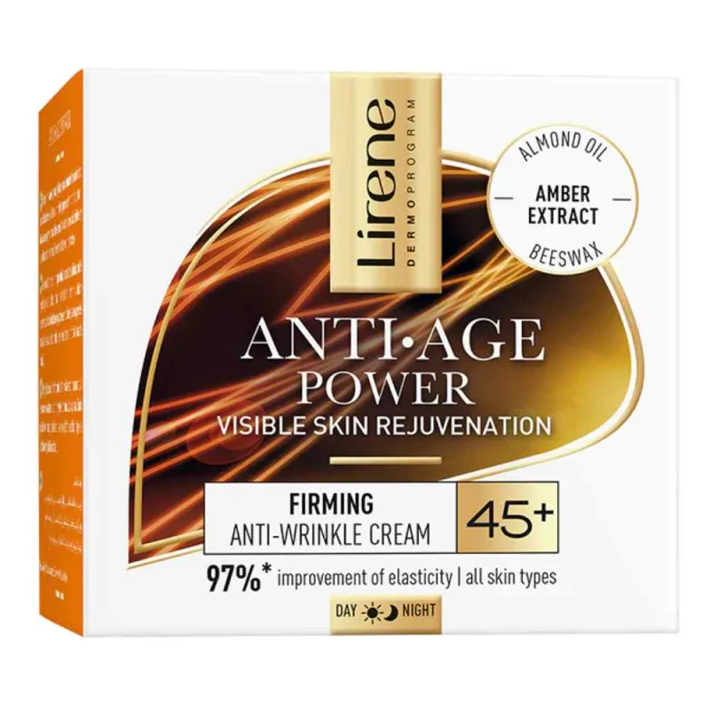 Crema pentru fermitate cu efect antirid 45+ cu chihlimbar Anti-Age Power, 50ml, Lirene — preț și oferte