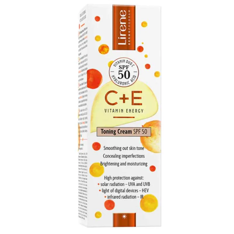 Crema tonica Vitamin Energy Pro C + E SPF 50, 30ml, Lirene — preț și oferte