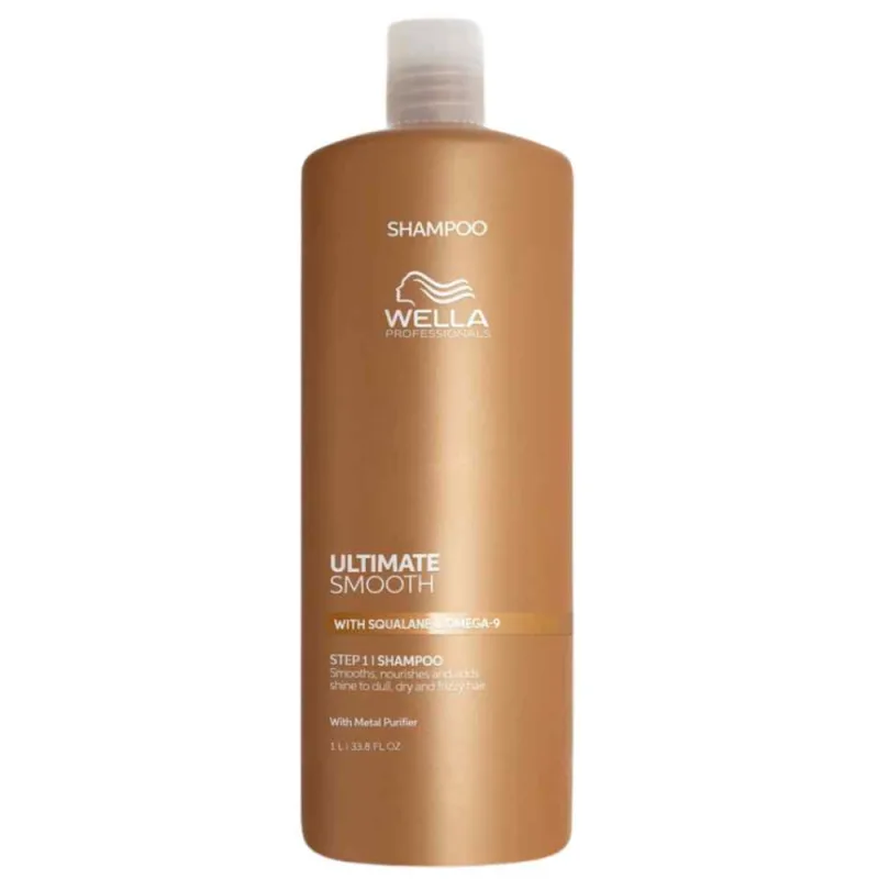 Sampon hidratant pentru par uscat si lipsit de stralucire cu Squalane & Omega 9 Ultimate Smooth, 1l, Wella Professionals — preț și oferte