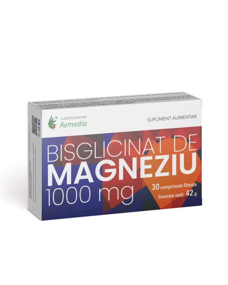 Bisglicinat de magneziu 1000mg, 30 capsule, Laboratoarele Remedia — preț și oferte