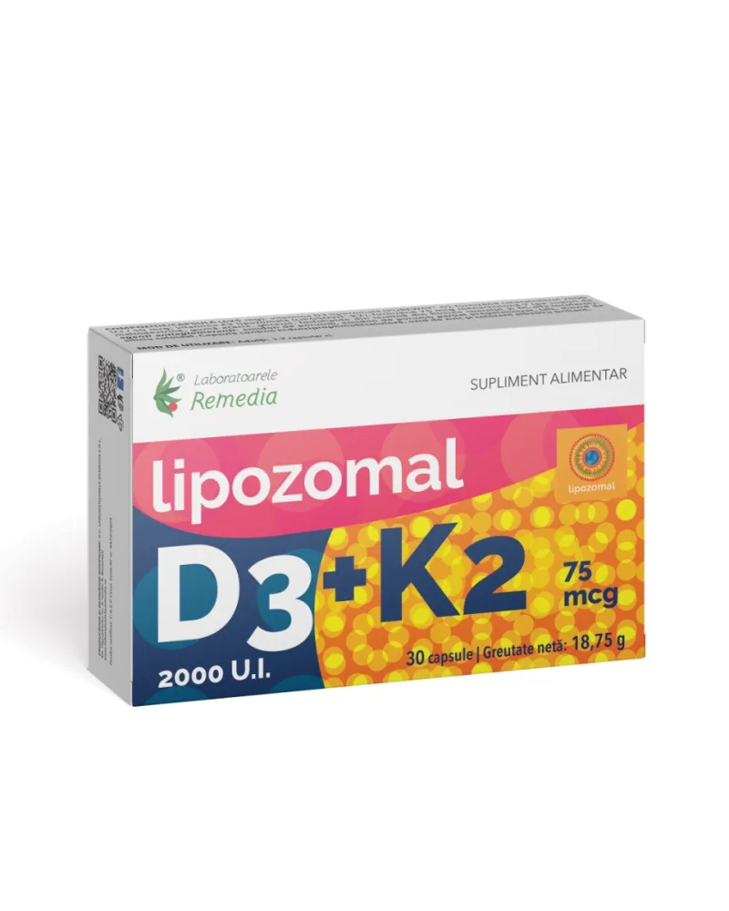 Lipozomal D3 2000 U.I. + K2 75mg, 30 capsule, Laboratoarele Remedia — preț și oferte