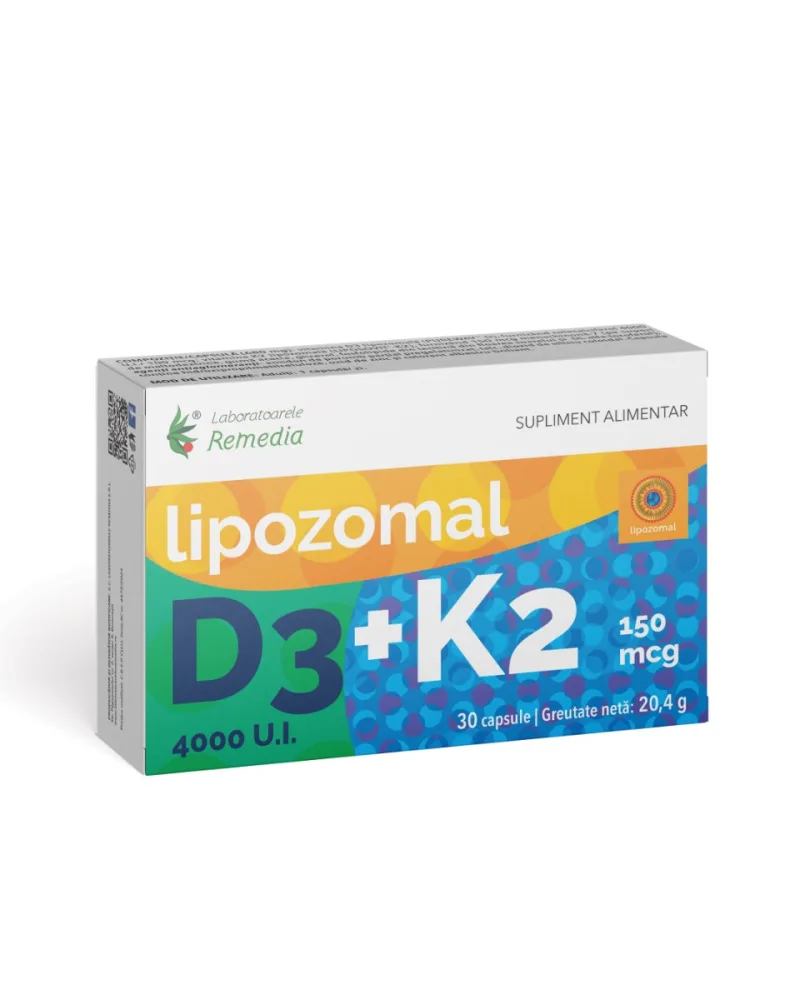 Lipozomal D3 4000 U.I. + K2 150mg, 30 capsule, Laboratoarele Remedia — preț și oferte
