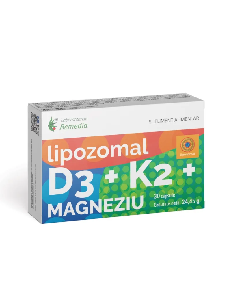 D3 + K2 + Magneziu Lipozomal, 30 capsule, Laboratoarele Remedia — preț și oferte