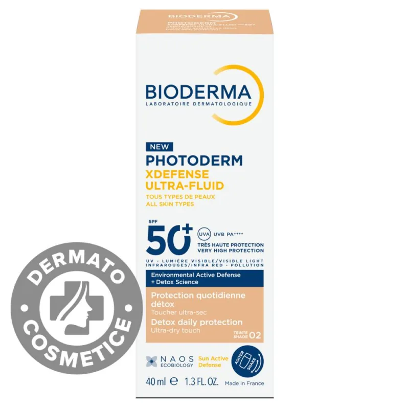 Crema colorata SPF50+ XDefense Ultra-Fluid Fototip 2 pentru protectie UV completa, 40ml, Bioderma — preț și oferte