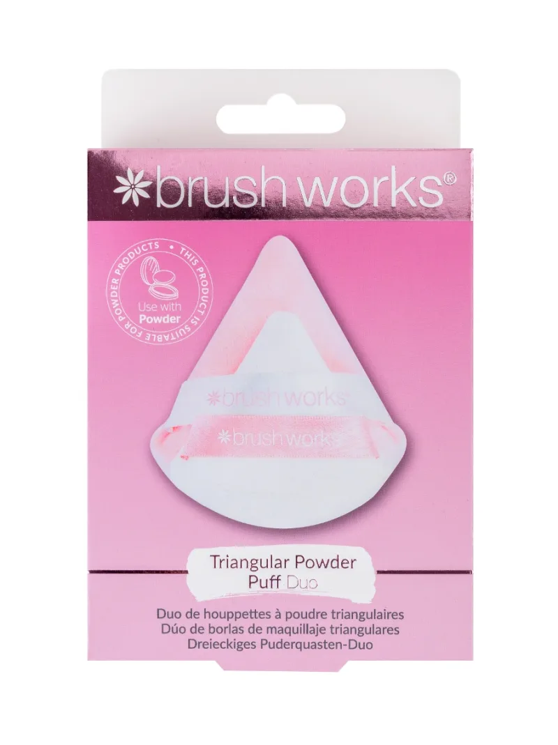 Puf triunghi pentru pudra, 2 bucati, Brushworks — preț și oferte