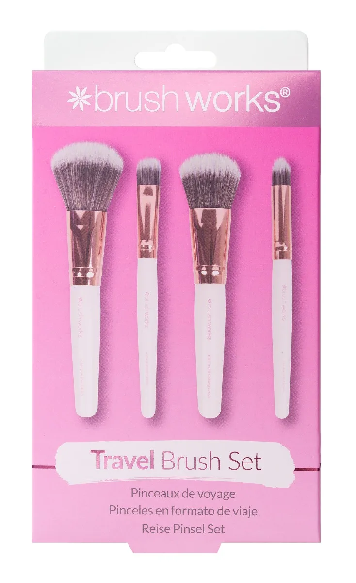 Set 4 pensule editie Travel Alb & Auriu, 1 bucata, Brushworks — preț și oferte
