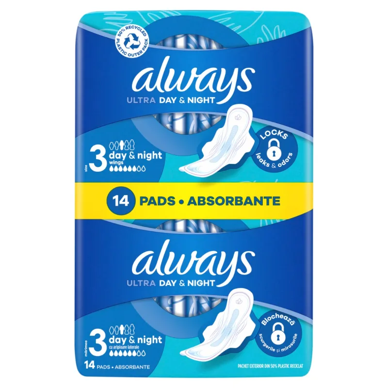Absorbante Ultra Day & Night, 14 bucati, Always — preț și oferte