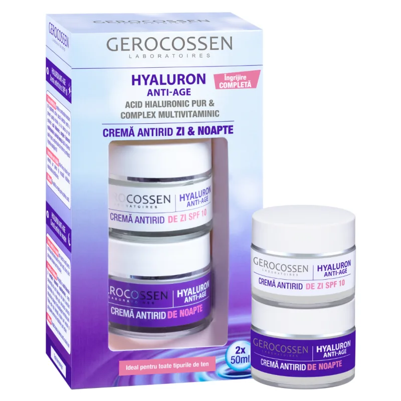 Set antirid Hyaluron Anti-Age, de zi si de noapte, 2*50ml, Gerocossen — preț și oferte