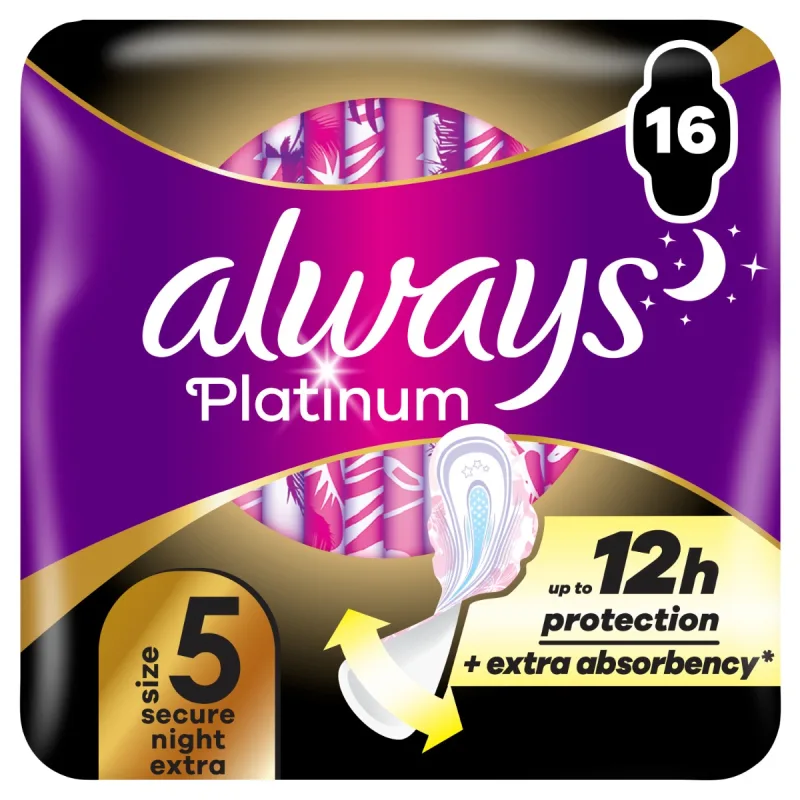 Absorbante Platinum Secure Night Extra, 16 bucati, Always — preț și oferte