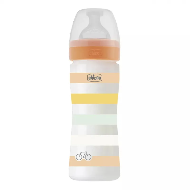 Biberon cu tetina din silicon WellBeing PP 2 luni+ Orange, 250ml, Chicco — preț și oferte