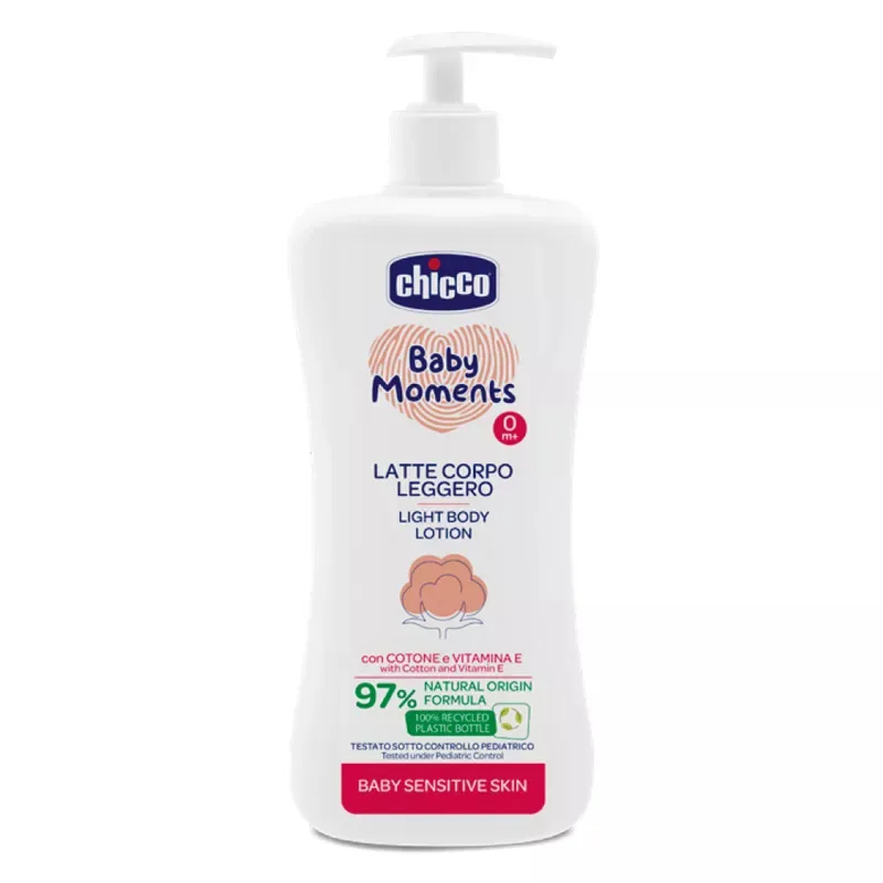 Lotiune dermatologica fluida pentru corp Baby Moments Sensitive 0luni+, 500ml, Chicco — preț și oferte