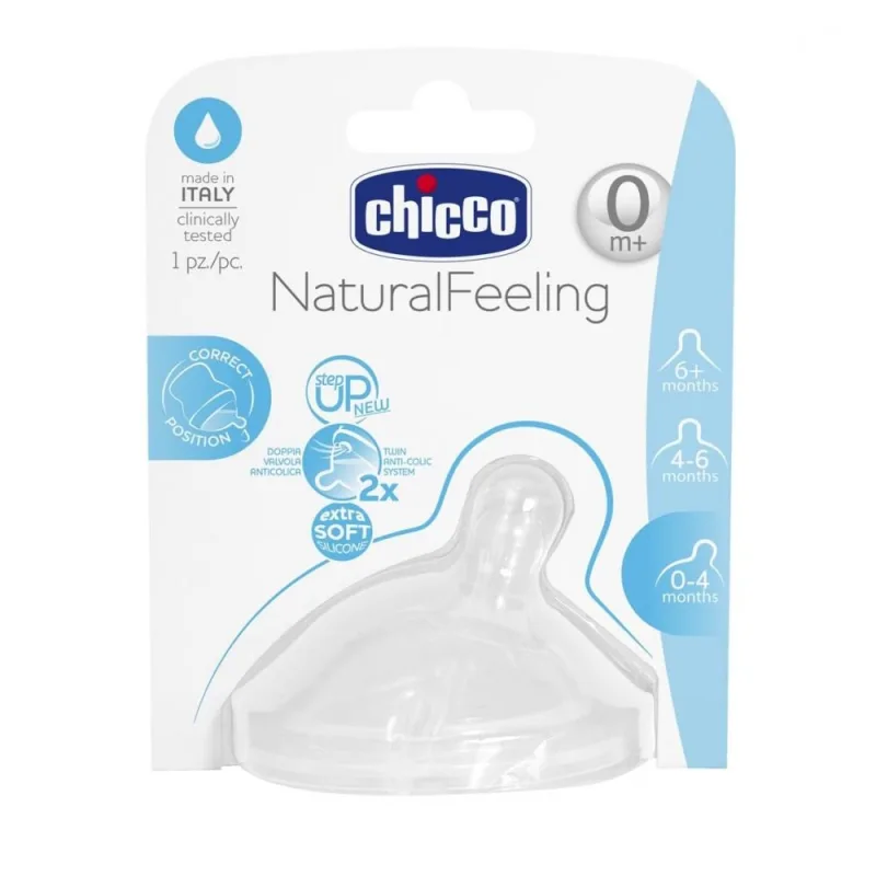 Tetina inclinata din silicon Step Up 0luni+, 1 bucata, Chicco — preț și oferte