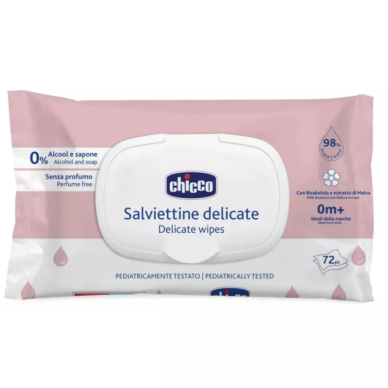 Servetele umede delicate fara alcool si sapun 0 luni+, 72 de bucati, Chicco — preț și oferte