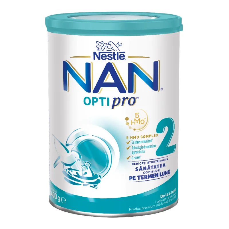 Formula de lapte praf Nan 2 Optipro HMO, 6-12 luni, 400 g, Nestle — preț și oferte
