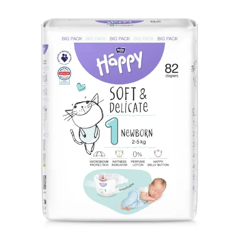Scutece Happy Marimea 1, 2-5 kg, 82 bucati, Bella Baby — preț și oferte