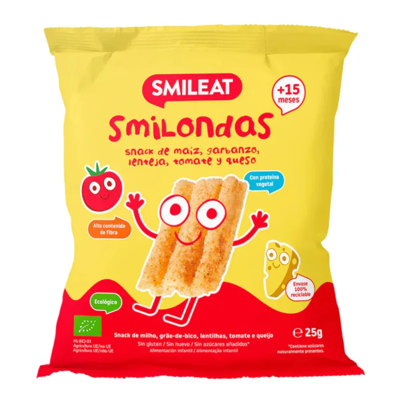 Chipsuri cu porumb naut linte rosii si branza +15 luni Bio, 25g, Smileat — preț și oferte
