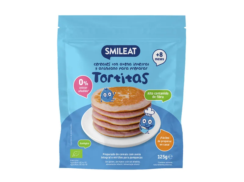 Mix pentru clatite cu cereale si afine de la 8 luni fara gluten Bio, 125g, Smileat — preț și oferte