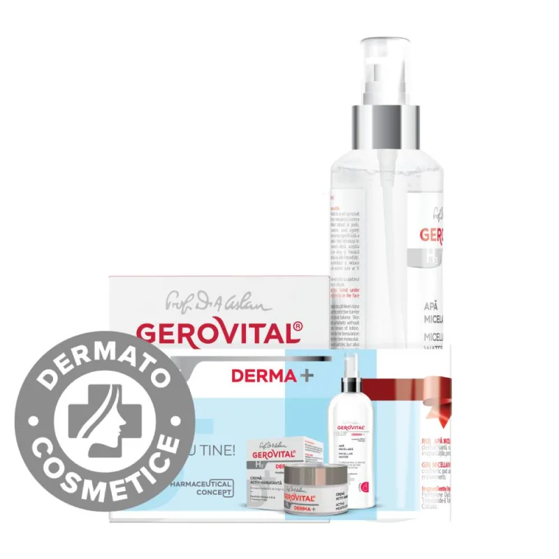 Pachet Crema hidratanta Activ 50ml + Apa micelara 150ml H3 Derma+, Gerovital — preț și oferte