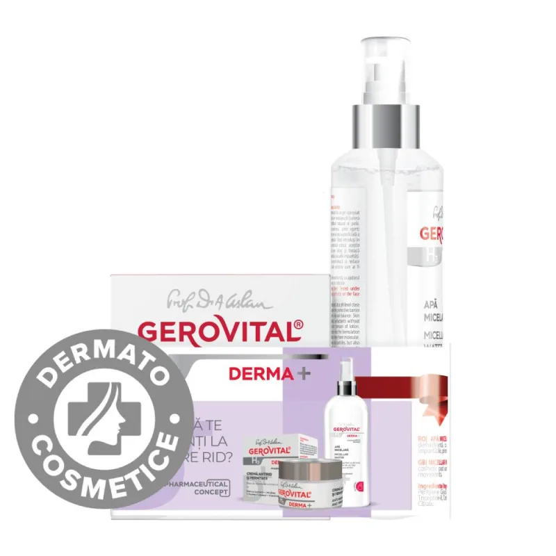Pachet Crema antirid si fermitate 50ml + Apa micelara 150ml H3+ Derma, Gerovital — preț și oferte