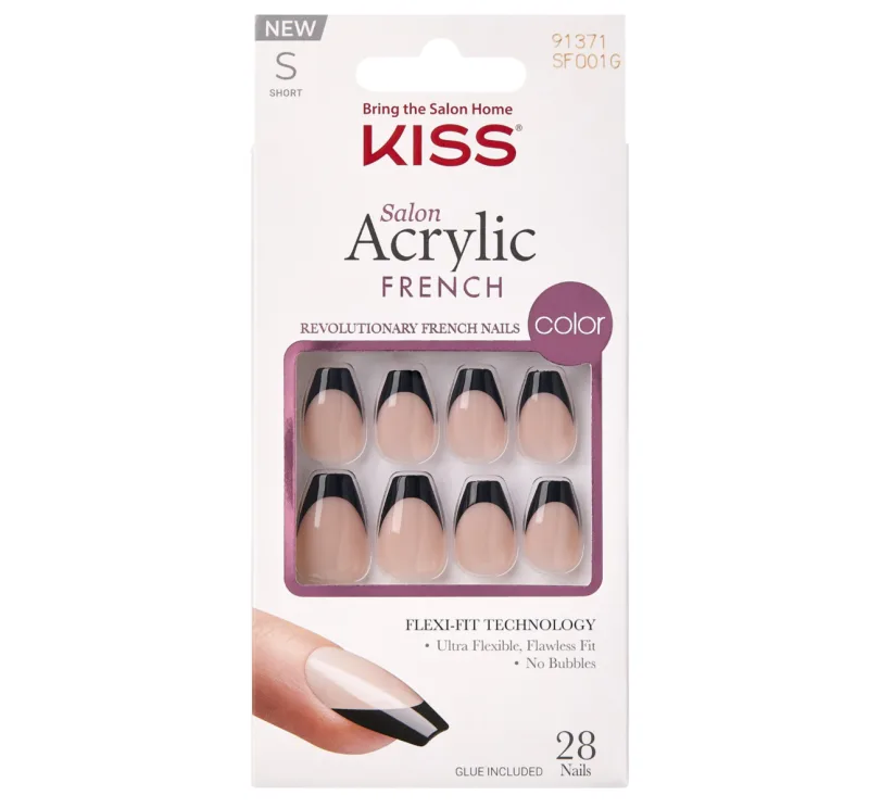Unghii false Salon Acrylic French Color Flame, 28 bucati, Kiss — preț și oferte