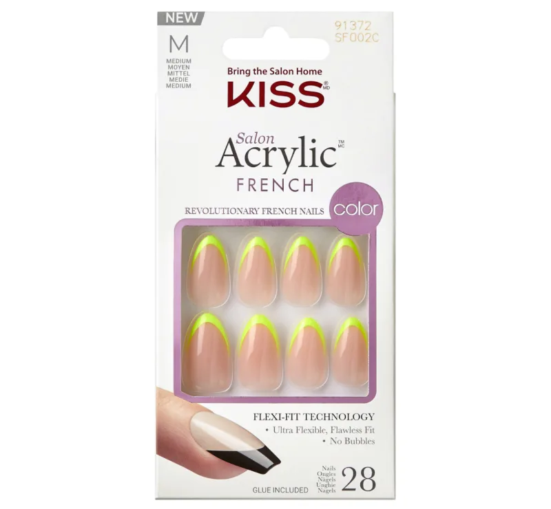 Unghii false Salon Acrylic French Color Hype, 28 bucati, Kiss — preț și oferte