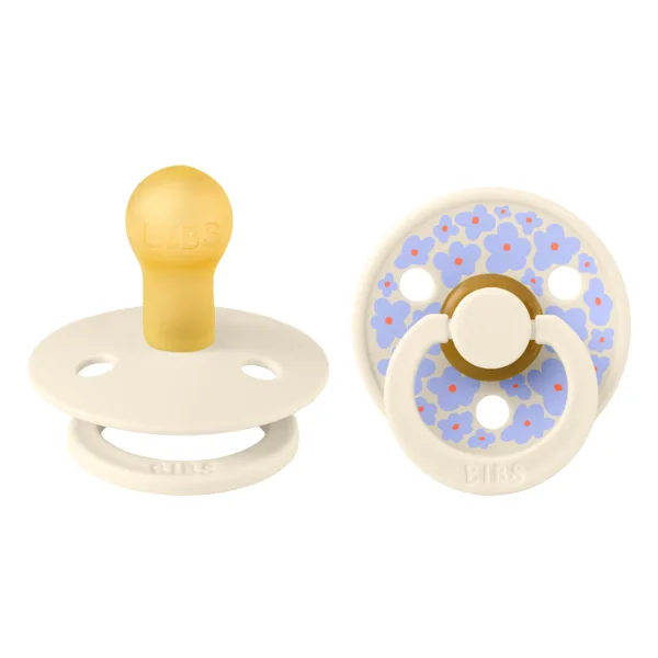 Set 2 suzete cu tetina rotunda din latex 0 luni+ Colour Studio Collection Flower Ivory, 1 bucata, Bibs — preț și oferte